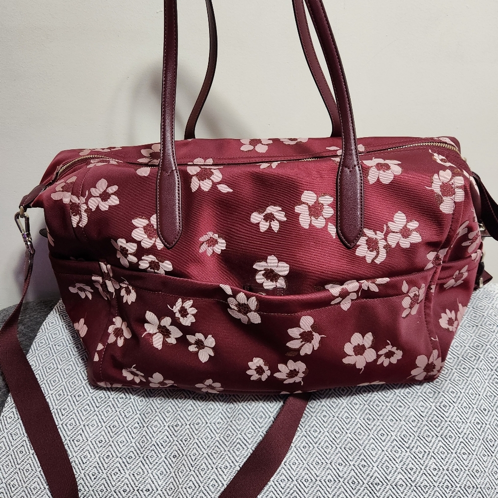 Kate Spade Red and White Floral Backpack/Weekender - Picture 3 of 9